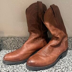 Tecovas The Stockton Bourbon Leather Work Boots 12D Vibram Sole Western Cowboy